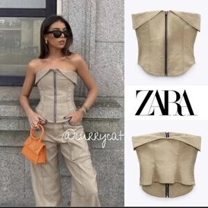 Zara Tan Strapless Corset with Zipper